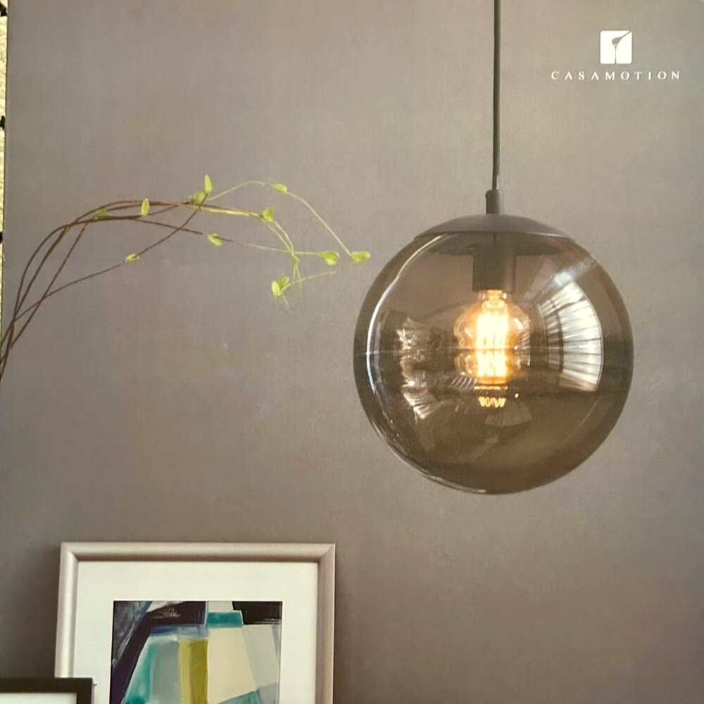 Casamotion 11 inch Handcrafted Glass Globe Pendent Light | Smokey Lt Brn | New